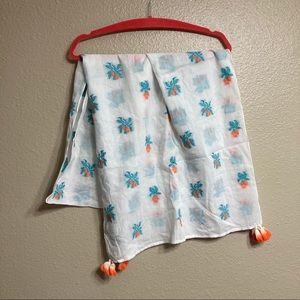 J. Crew Linen Scarf/Shawl with embroidery